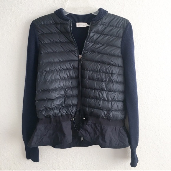 moncler long down knit combo jacket
